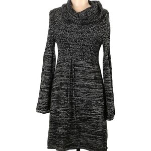 CALVIN KLEIN Women's Black Sweater Dress Long Sleeve Cowl Neck Sz M EUC